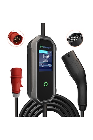 Evcharge Elektrikli Araç Taşınabilir Şarj Istasyonu 11 Kw 16a Tip-2 5x32a 5 Mt Tip2 Mobil Uygulama 11.0 KW