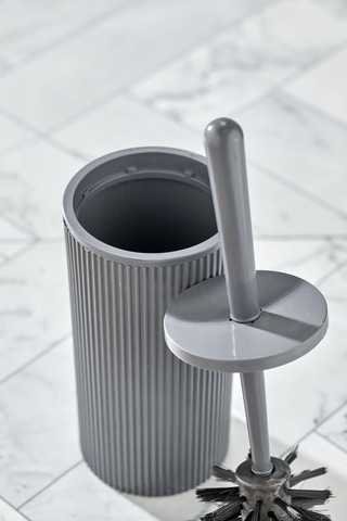 Line Çizgili Yuvarlak Kapaklı Wc Banyo Fırçası - Tuvalet Fırçası Antrasit Gri