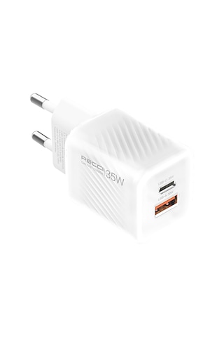 Recci Rc83e Type-c Pd & Usb-a Gan Teknolojili Qc3.0 Hızlı Şarj Başlığı 35w Beyaz