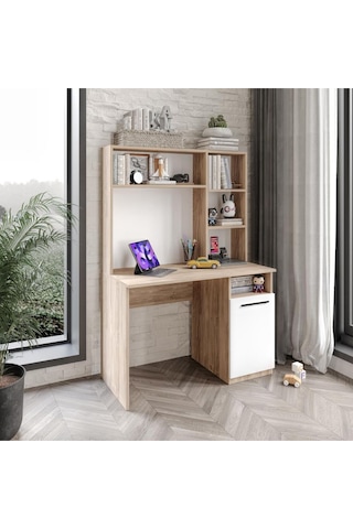 Afilli Ildır Çalışma Masası Flora Beyaz Tamamı Mdf Flora Beyaz