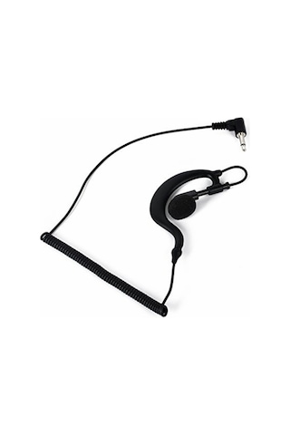 Qingmipy 3.5mm Kavisli Tek Kulaklı Kulaklık, El Mikrofonlu Radyo Kulaklığı, Uzun Kullanim İçin Konforlu, Siyah