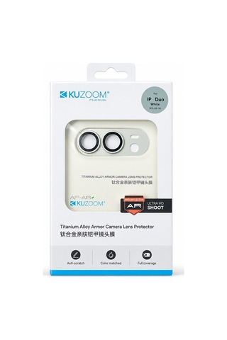 Delux Serisi Akıllı Aksesuar Teknolojik Ürün Kuzoom Ar Armor Camera Lens ProtectorApple iPhone Uyumlu Duo White