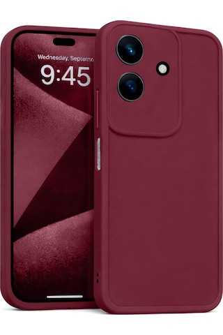 Realme C61 Uyumlu Kamera Çıkıntılı Mat Silikon Telefon Kılıfı Bordo