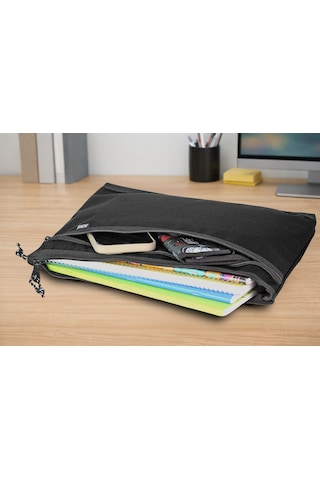 Jacbag Dual Zip Folder -iki Bölmeli Dosya Çanta A4 Dual Zip Folder-siyah Tek Renk