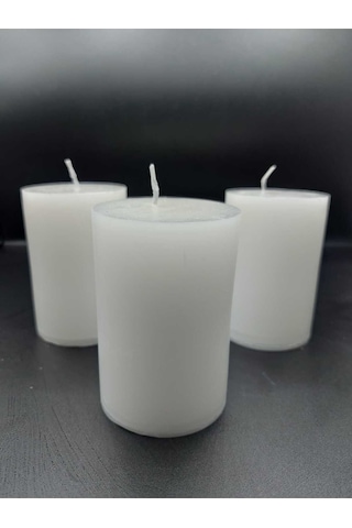 Soya Parafinli Beyaz 1 Adet 160-170 Saat Yanma Süreli Çap:7 Cm Boy:25 Silindir Blok Mum Beyaz Beyaz