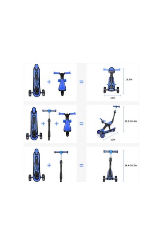 3+ Yaş Scooter 3 İn 1 Yönlendirmeli Mavi