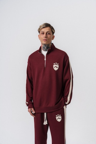 Respire Erkek Şerit Detaylı Yarım Fermuarlı Modal Sweatshirt Vişne Bordo