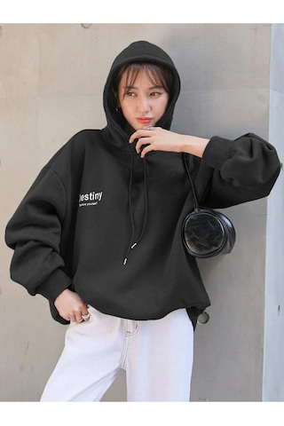 Altamira Unisex Destiny Baskılı Oversize Kapşonlu Sweatshirt 001