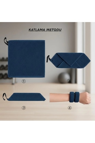 Biçomi Sporcu Havlu El Bilekliği Ter Havlusu Yumuşak Mikrofiber Lacivert