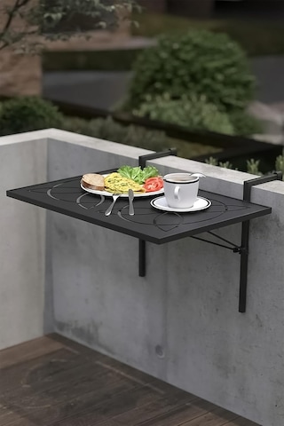 Lazer Kesim Katlanır Metal Balkon Masası Çok Renkli