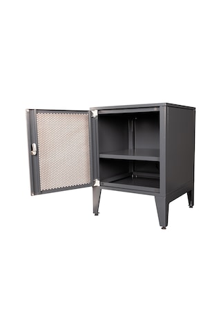 Lande Ziglat Serisi Kilitli Metal Home Office Dolabı %70 Perfore Kapaklı Antrasit Gri Ral 7016 450x450x450 Mm