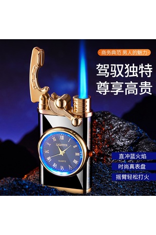 Yunboo Erkekler İçin Multifonksiyonel Elektronik Saat Ve Çakmak 2'li Set - Modern Tasarım Hediyelik Ürün Hf606 Siyah Kumu Temiz Cihaz, Taş Ve Gaz Yok Altın