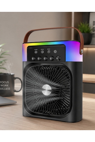 Taşınabilir Sprey Fan Rgb Işıklı Mini Klima Soğutucu Nemlendirici Usb Şarjlı