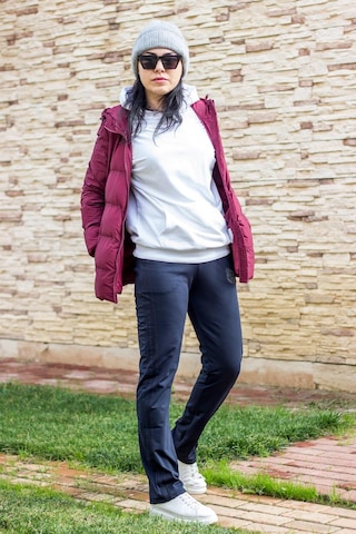 Kadın Lacivert Şeritli Basic Rahat Kalıp Cepli Eşofman Altı 21KESAAKT1 Lacivert