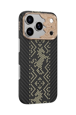 Apple iPhone Uyumlu 17 Pro Kılıf M-safe Şarj Özellikli Karbon Fiber Benks Knight Armorair Kevlar Kapak Siyah