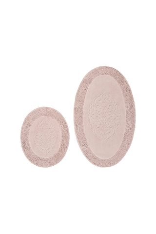İva Home Tiffany Oval 2'li Pamuklu Klozet Takımı Pudra