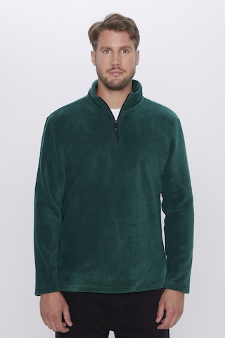 Tudors Erkek Standart Fit Rahat Kesim Tüylenme Yapmayan Soğuk Geçirmez Yeşil Dik Yaka Polar Sweatshirt-31981-yeşil Yeşil