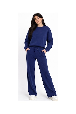 Balenbi Oversize Bisiklet Yaka Basic Modal Kadın Takım 1206 - Form Serisi Lacivert
