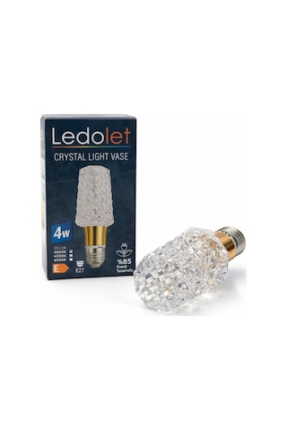 Ledolet 4w Diamond Kristal Vase Led Ampul Sarı Işık 3000k E27 Kristal Görünümlü Dekoratif Lamba