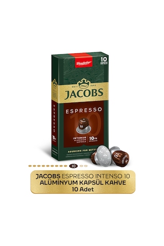 Jacobs Espresso 10 Intenso Nespresso Uyumlu Alüminyum Kapsül Kahve 10 Adet