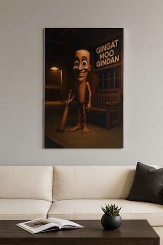 Tung Tung Sahur Cam Tablo Mizah Dolu Gece Bekçisi Tasarımı