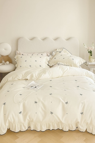 Uçkan Home Soft Elegance Çift Kişilik Nevresim Seti %100 Pamuk Ekru--UH-00036
