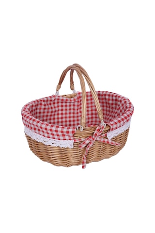 Cbtx Söğüt Sepeti Açık Piknik Sepeti Dokuma Sepet Yumurta Kabı S Çift KulpluKırmızı Izgara