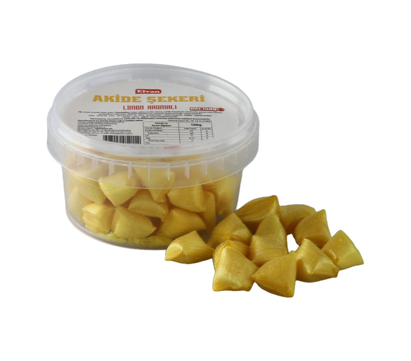 Elvan Limon Aromalı Akide Şekeri 150 Gr. 1 Kutu