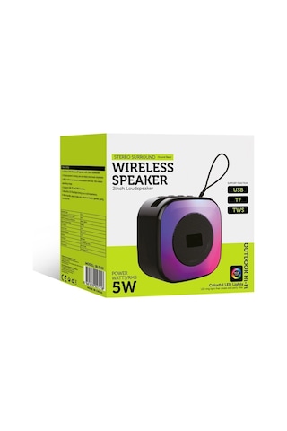 Taşınabilir 2inch Mini Şarjlı Speaker Rgb 5w Bluetooth Hoparlör