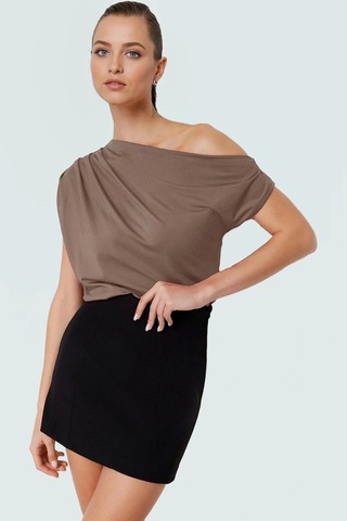 Frm Regular Kalıp Polyester Bluz Yazlık Şıklık Seçkin Malzeme Vizon