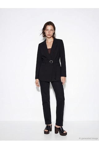 Lcw Vision Siyah Kemerli Krep Kadın Blazer Ceket