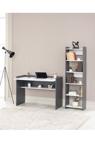 Çalışma Masası Ve Kitaplık Beyaz
