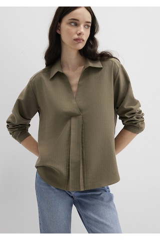 Mavi - Haki Tencel Karışımlı Bluz 1211423-87538 Yeşil