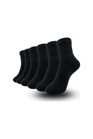 Ozzy Socks 6 Çift Logosuz Siyah Dikişsiz Pamuklu Kisa Tenis Unisex Çorap Siyah