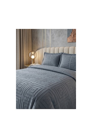 Premium Kabartma Dokulu Royal Model Çift Kişilik Yatak Örtüsü 2 Adet Yastık Kılıfı Dahil 250 X 260 Premium23004 Siyah