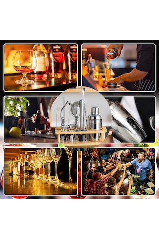 Sones 350ml 15'i 1 Arada Paslanmaz Çelik Barmenlik Seti Kokteyl Çalkalayıcı Bar Barmenlik Aletleri