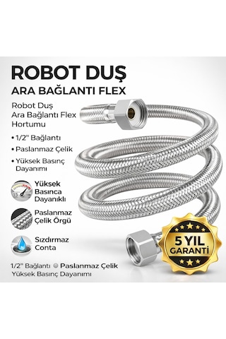 70 Cm Çelik Örgülü Kısa Ara Duş Hortumu Spiral Robot Tepe Bağlantı Dayanıklı Patlamaz Sızdırmaz Gri
