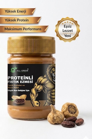 Proteinli Fıstık Ezmesi Kakao Fıstık Proteini, Maca Kökü Tozu, Kakao İle 325 Gr
