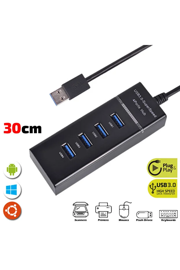 4 Port Usb 3.0 Hub Çoğaltıcı Çoklayıcı Swıtch Hızlı Usb Çoklama Dişi Splitter Laptop Bilgisayar Için