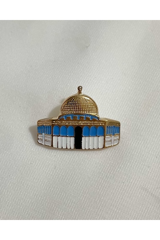 3d Kubbet-üs-sahra'nın Simgesi Altın Renkli Tasarımlı Metal Yaka Rozeti A300063 Çok Renkli