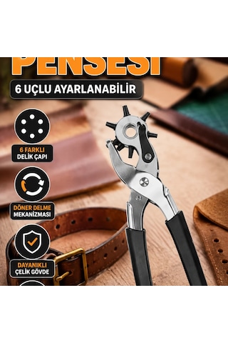 6 Uçlu Ayarlanabilir Deri Delme Pensesi Kemer Ve Deri İşleme Aleti