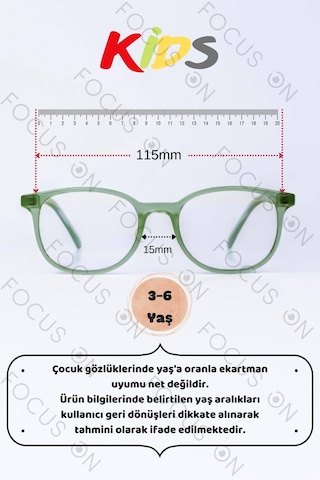 Focus On KS005-C4-EKRAN Yeşil 3-6 Yaş Mavi Işık Filtreli Çocuk Ekran Gözlüğü