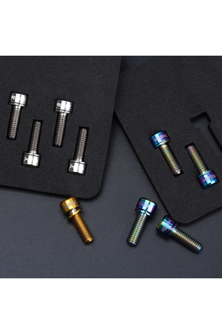 Monyee Mtb Disk Fren, Krank Ve Potana Bağlantı Somunları - Tc4 Titan Alyuminyum - M6x18mm - Torx 5 Kafa - Gümüş/altın/gökkuşağı Rengi - 4 Adet Somun + 4 Adet Arka Plan Çok Renkli