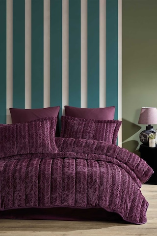 Elart Comfort Yeni Nesil Çift Kişilik Uyku Seti - 3 Parça Velvet Mürdüm (230x220)