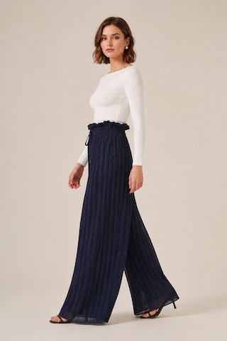 Bihan Store Kadın Rahat Kalıp Şifon Pliseli Pantolon Y26-30700 - Lacivert