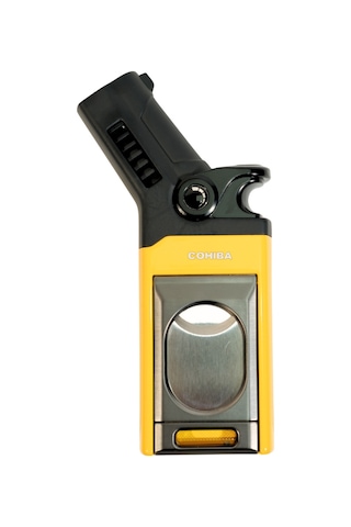 Cohiba Tek Torch Pürmüz Dahili S-v Cut & İğneli Sarı Siyah Metal Puro Çakmağı - Tr9527