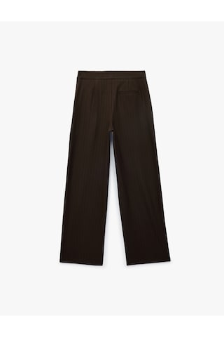 Koton Yüksek Bel Viskon Karışımlı Cepli Geniş Paça Pantolon Kahverengi Çizgili 6sak40334uw