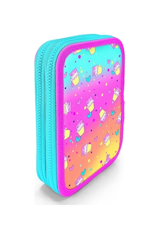 Coral High İki Karlı Organizer Kalemlik - Yeşil Pembe Dondurma Ve Kediler, Kız Çocuk, Yeşil Pembe Dondurma Ve Kediler Yeşil - Pembe - Sarı