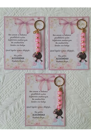 100 Adet Kız Bebek Model Özel Tasarım Pembe Anahtarlık Hastane Yeni Doğan 40 Mevlidi Hediyelik