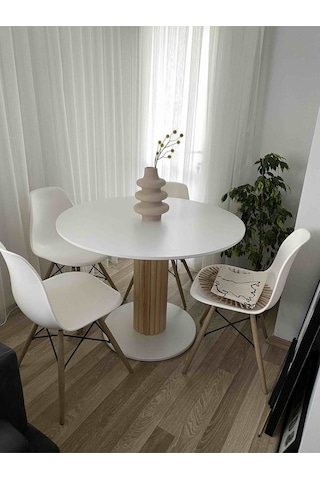 120 CM Ahşap Ayaklı Yuvarlak Yemek Masası, Modern Mat Beyaz Mdf Y 120 CM Ahşap Ayaklı Yuvarlak Yemek Masası, Modern Mat Beyaz Mdf Y